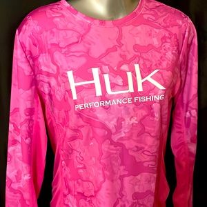HUK FISHING LONG SLEEVE SUN PROTECTION SHIRT PINK SIZE M